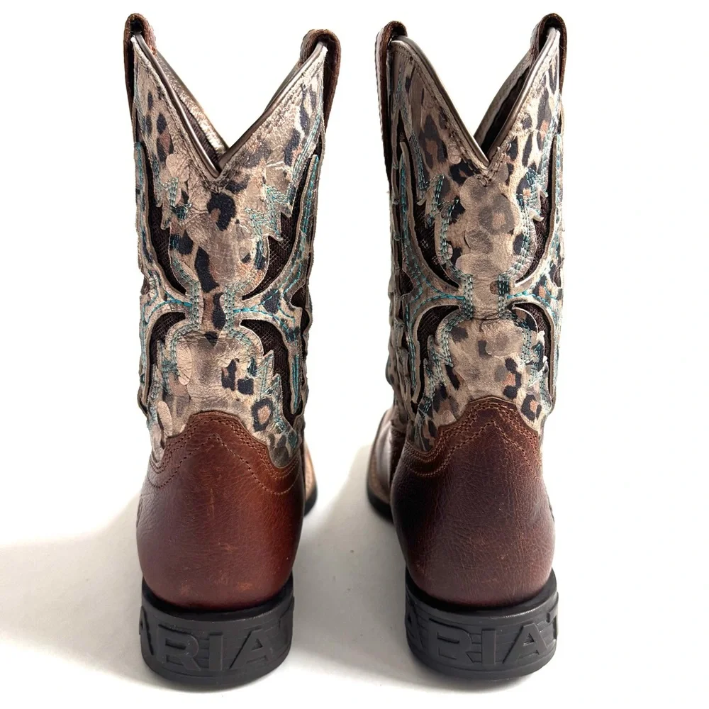 Ariat Koel VentTEK Western Brown Leather Cowboy Boots Youth Size 1